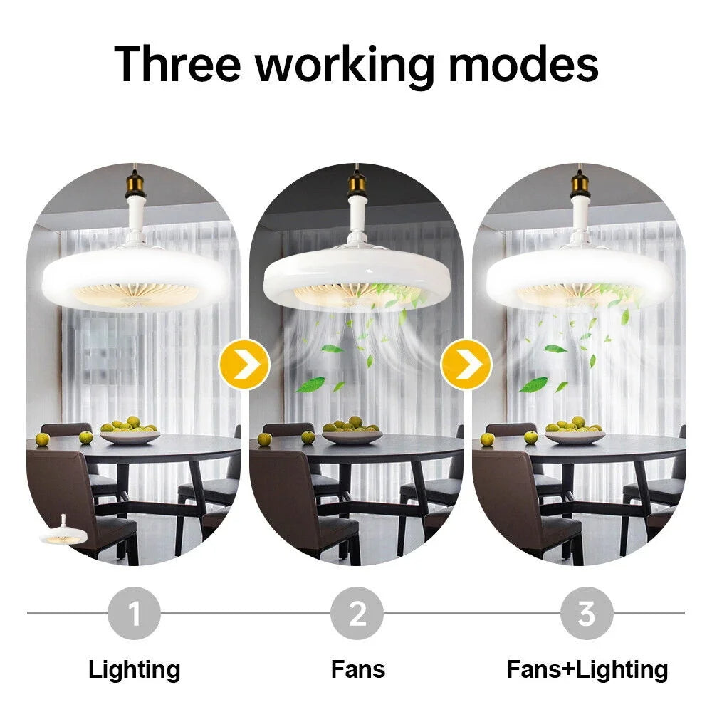 Lampe et Ventilateur de plafond silencieux avec télécommande 30W 220V تنزوت