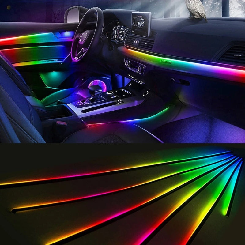Bande lumineuse LED en néon RGB pour intérieur de voiture, éclairage suivi son d'ambiance Avec app et télécommande - تنزوت