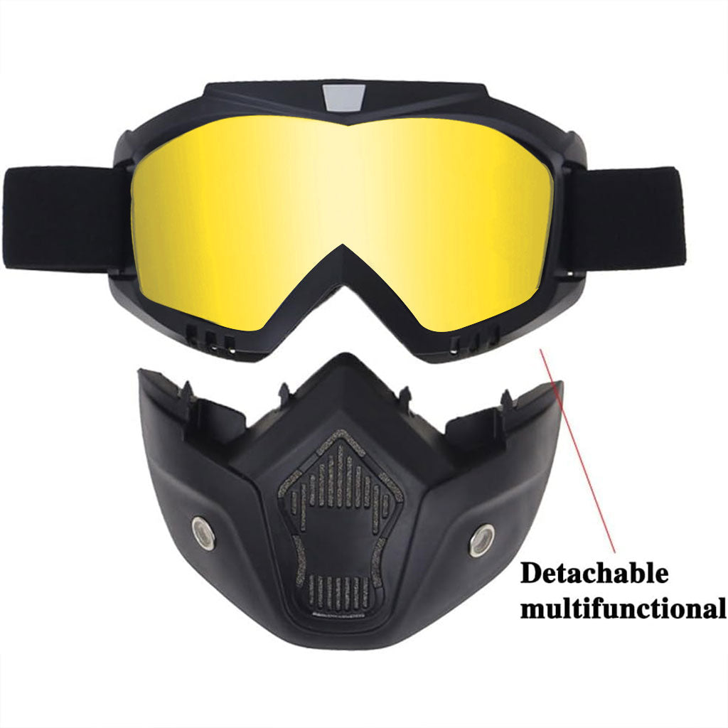 PACK Casque Moto avec Lunettes Amovibles + Gants Anti-dérapants avec conception d’amortissement - تنزوت