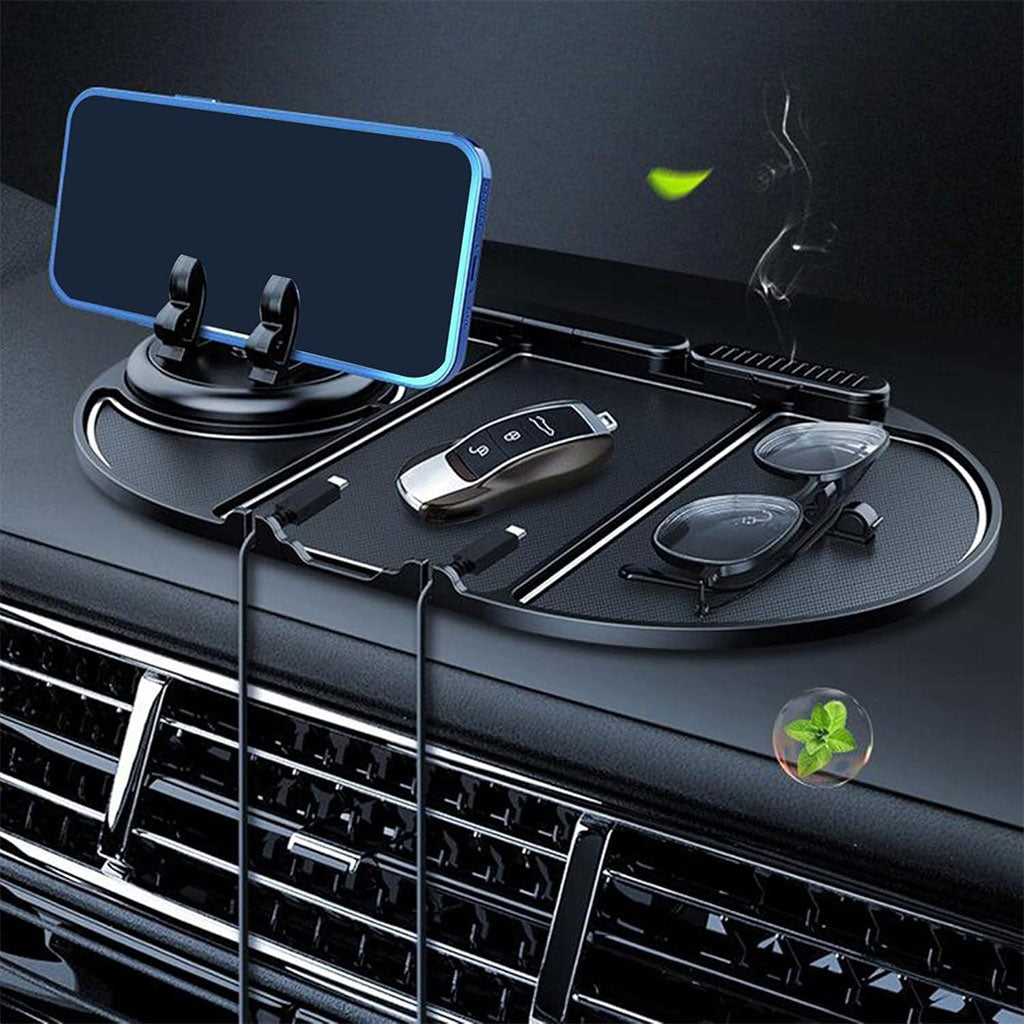 Tapis De Téléphone Antidérapant pour Voiture 6en1 Rotation à 360° – منظم أغراض في سيارة - تنزوت