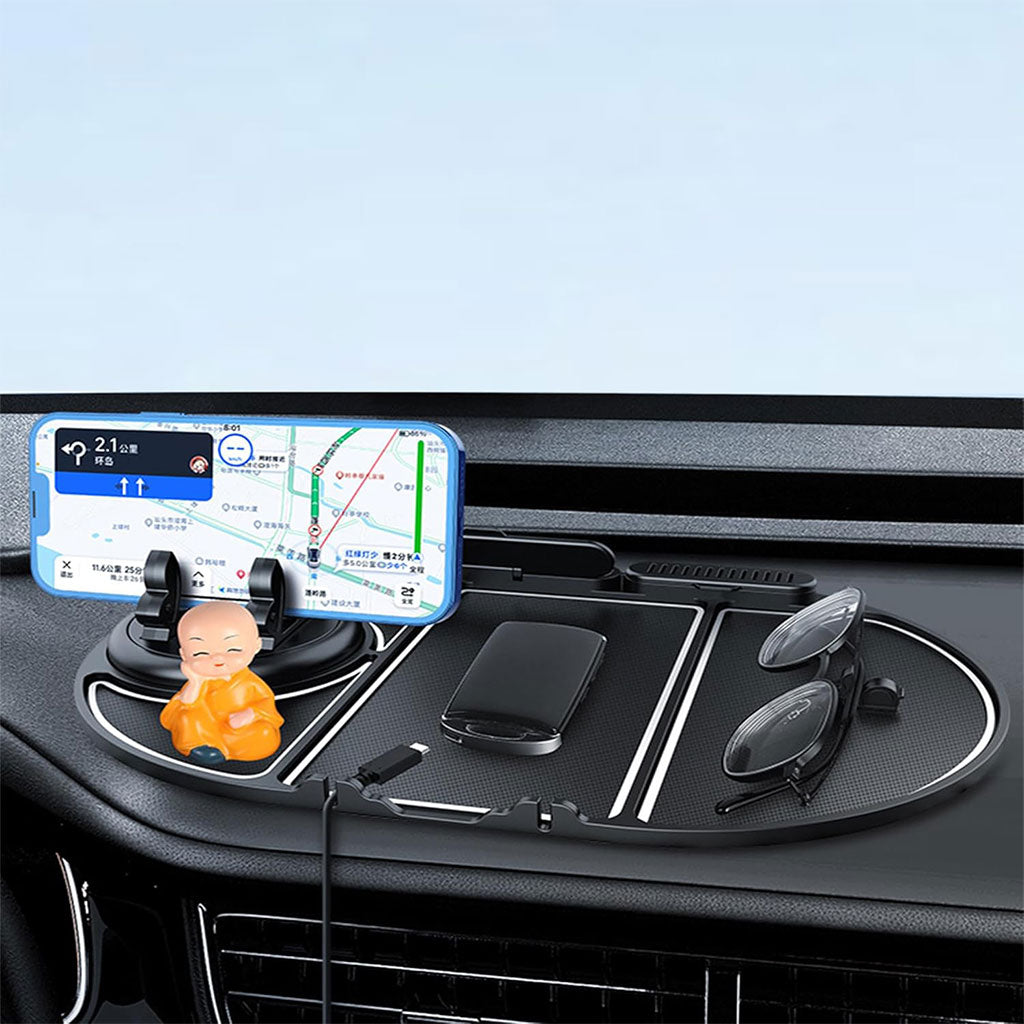Tapis De Téléphone Antidérapant pour Voiture 6en1 Rotation à 360° – منظم أغراض في سيارة - تنزوت