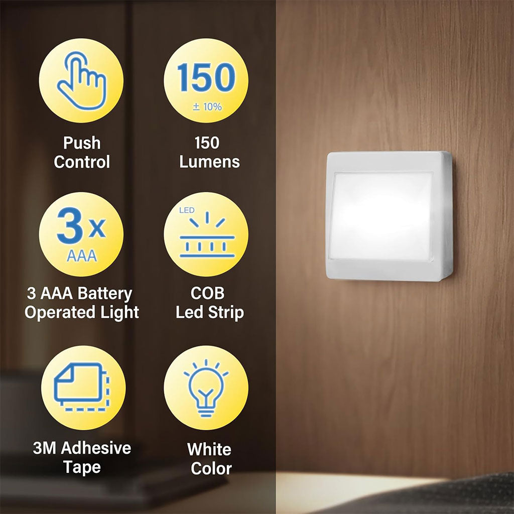 Pack de 3 Lampes Interrupteur LED COB pour Placard – طقم مصابيح إضاءة منزلية تنزوت
