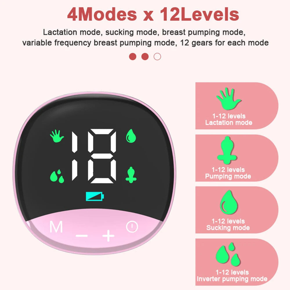 Tire-lait Électrique Intégré Mains Libres pour Allaitement, 4 Modes et 12 Réglables, Faible Bruit MY-374 تنزوت