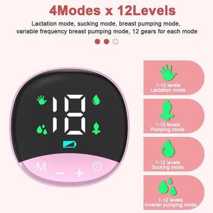 Tire-lait Électrique Intégré Mains Libres pour Allaitement, 4 Modes et 12 Réglables, Faible Bruit MY-374 تنزوت