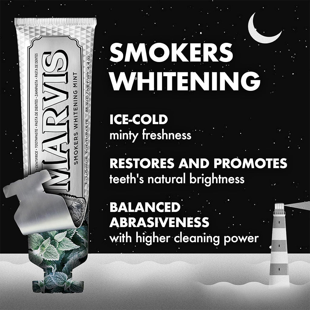 Marvis Dentifrice Blanchissant pour Fu-meurs 85ml Made in Italy – معجون أسنان مارفيس - تنزوت