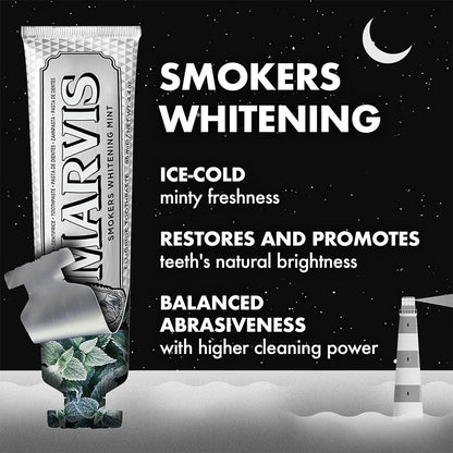 Marvis Dentifrice Blanchissant pour Fu-meurs 85ml Made in Italy – معجون أسنان مارفيس - تنزوت
