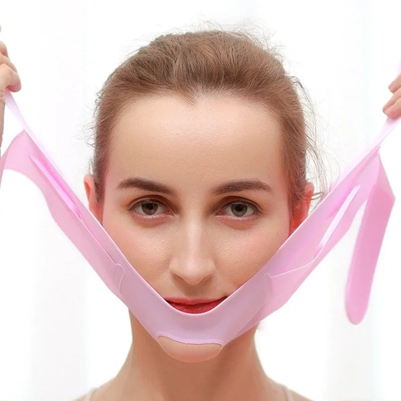 Masque facial en Silicone Nano en forme de V, Bandage pour réduire le Double menton, joue, cou, amincissant, Anti-rides تنزوت