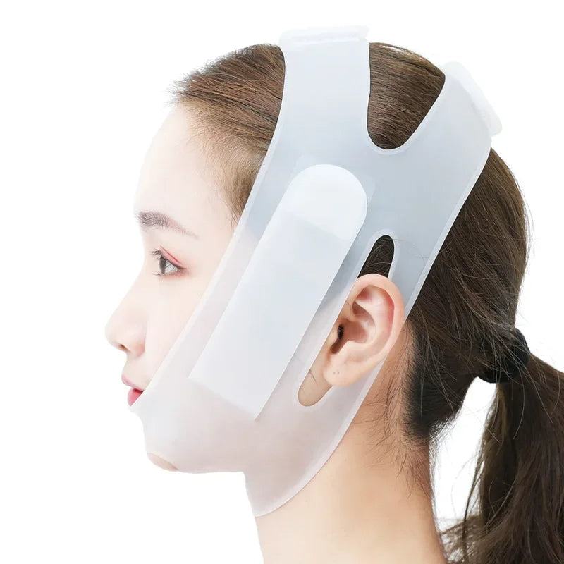 Masque facial en Silicone Nano en forme de V, Bandage pour réduire le Double menton, joue, cou, amincissant, Anti-rides تنزوت