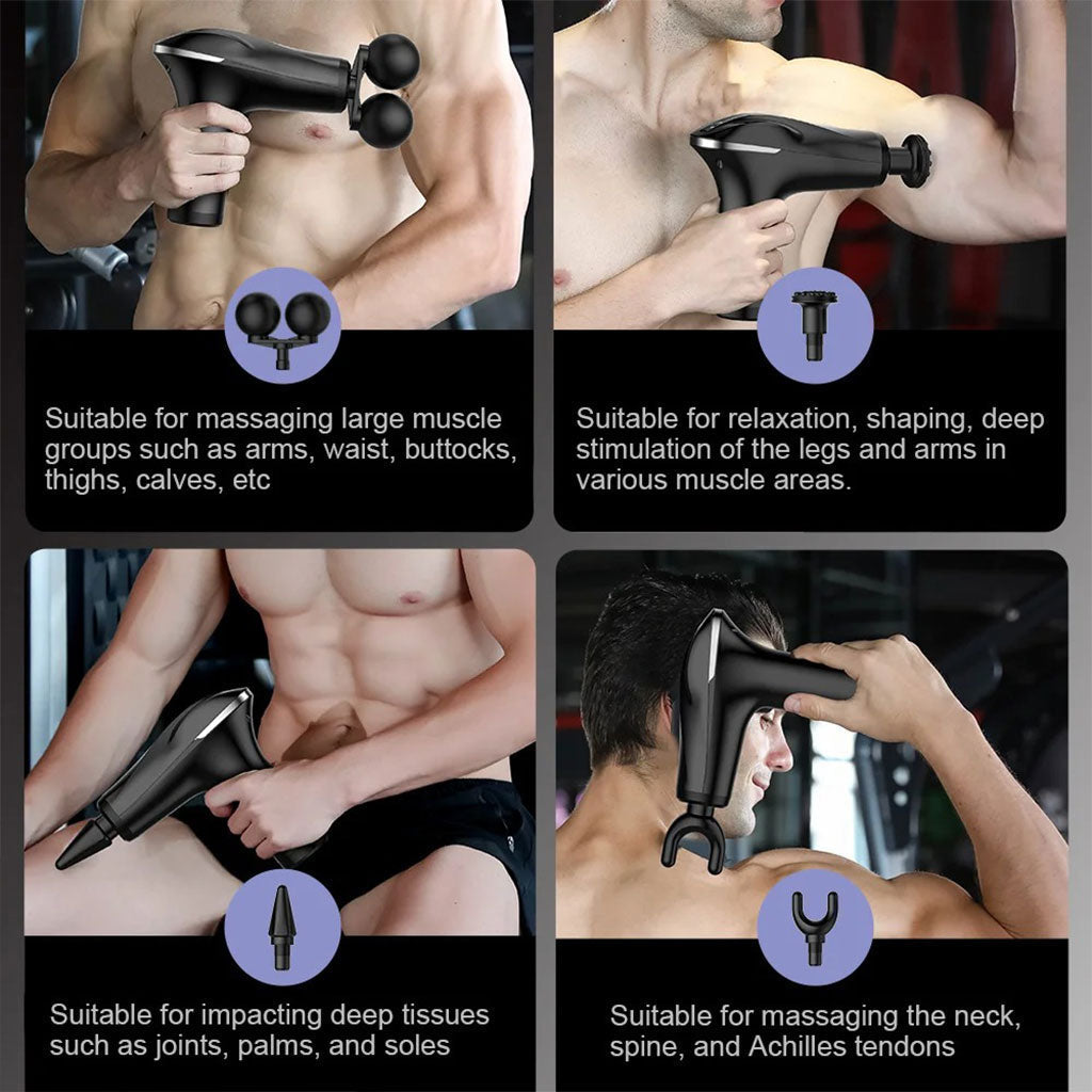Masseur de tissus musculaire électrique à double tête à 6 vitesses – جهاز تدليك متعدد الرؤوس تنزوت
