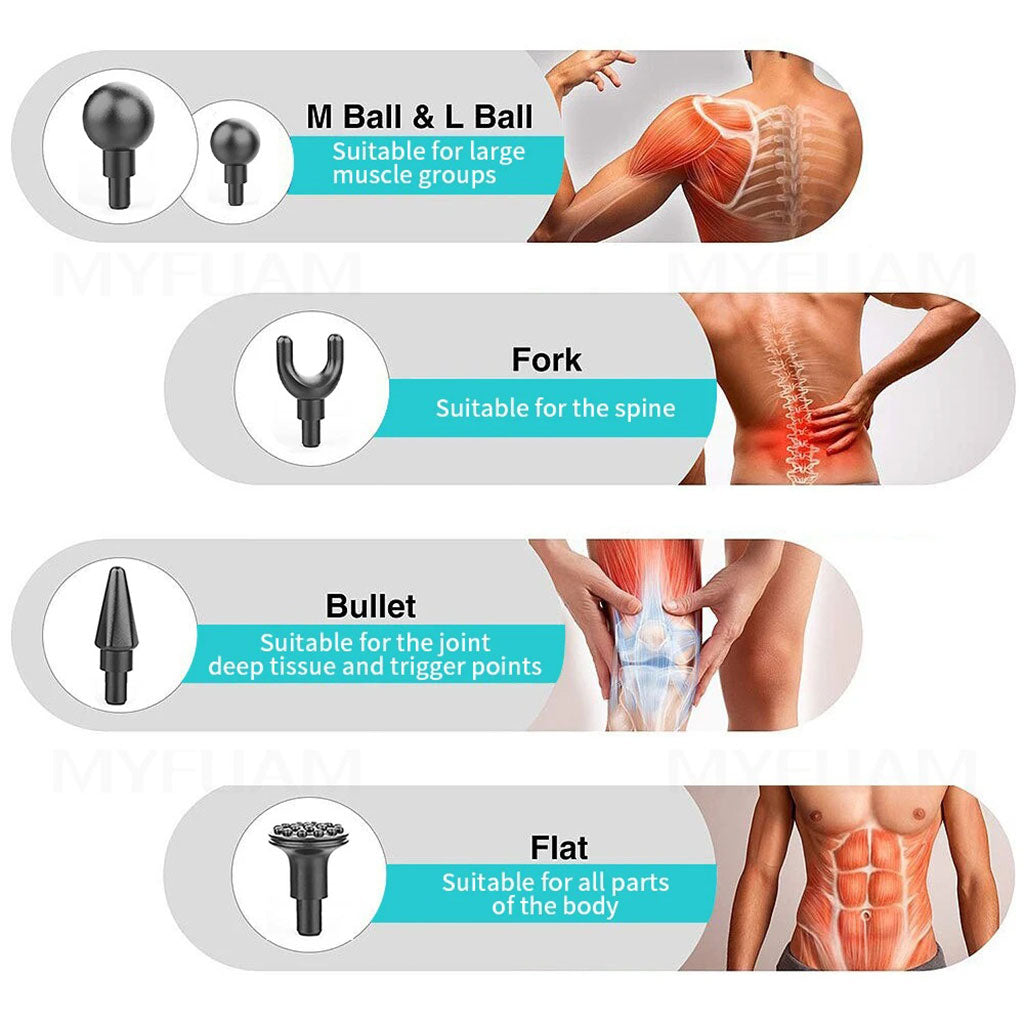 Appareil de Massage Musculaire Masseur de Muscle de Corps 32 Niveaux de Force Réglables 4 Têtes تنزوت