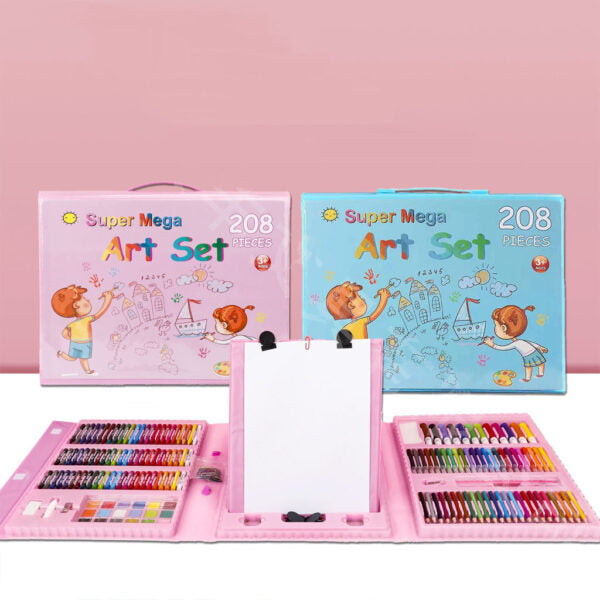 Kit-de-dessin-pour-enfants-208Pcs-avec-chevalet-double-face-trois-volets-طقم-الرسم-للأطفال.png