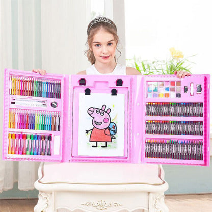 Kit-de-dessin-pour-enfants-208Pcs-avec-chevalet-double-face-trois-volets-طقم-الرسم-للأطفال.png