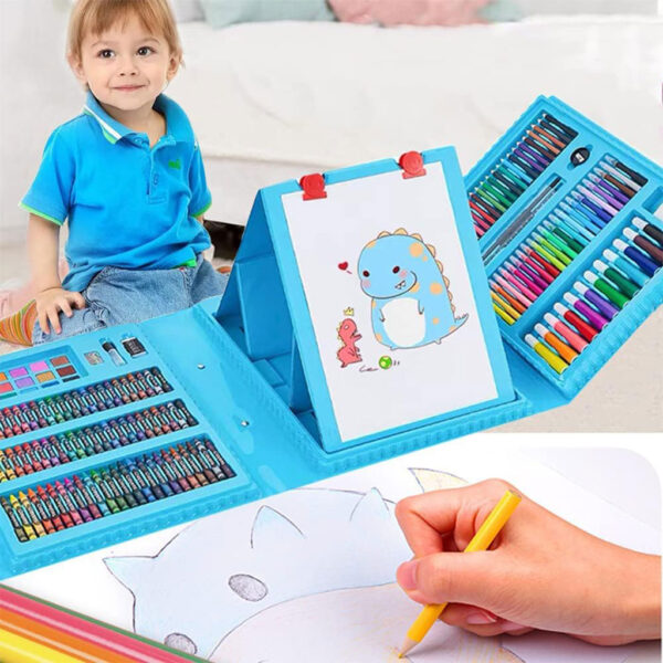 Kit-de-dessin-pour-enfants-208Pcs-avec-chevalet-double-face-trois-volets-طقم-الرسم-للأطفال.png