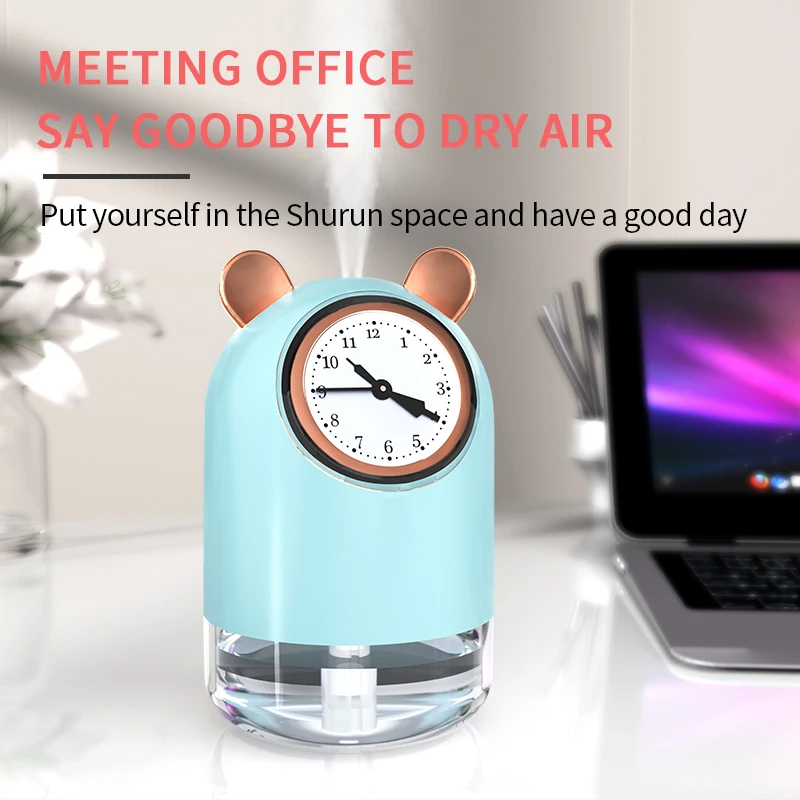 humidificateur avec horloge et Spray pour bureau 7 Couleur led 300 ML - تنزوت