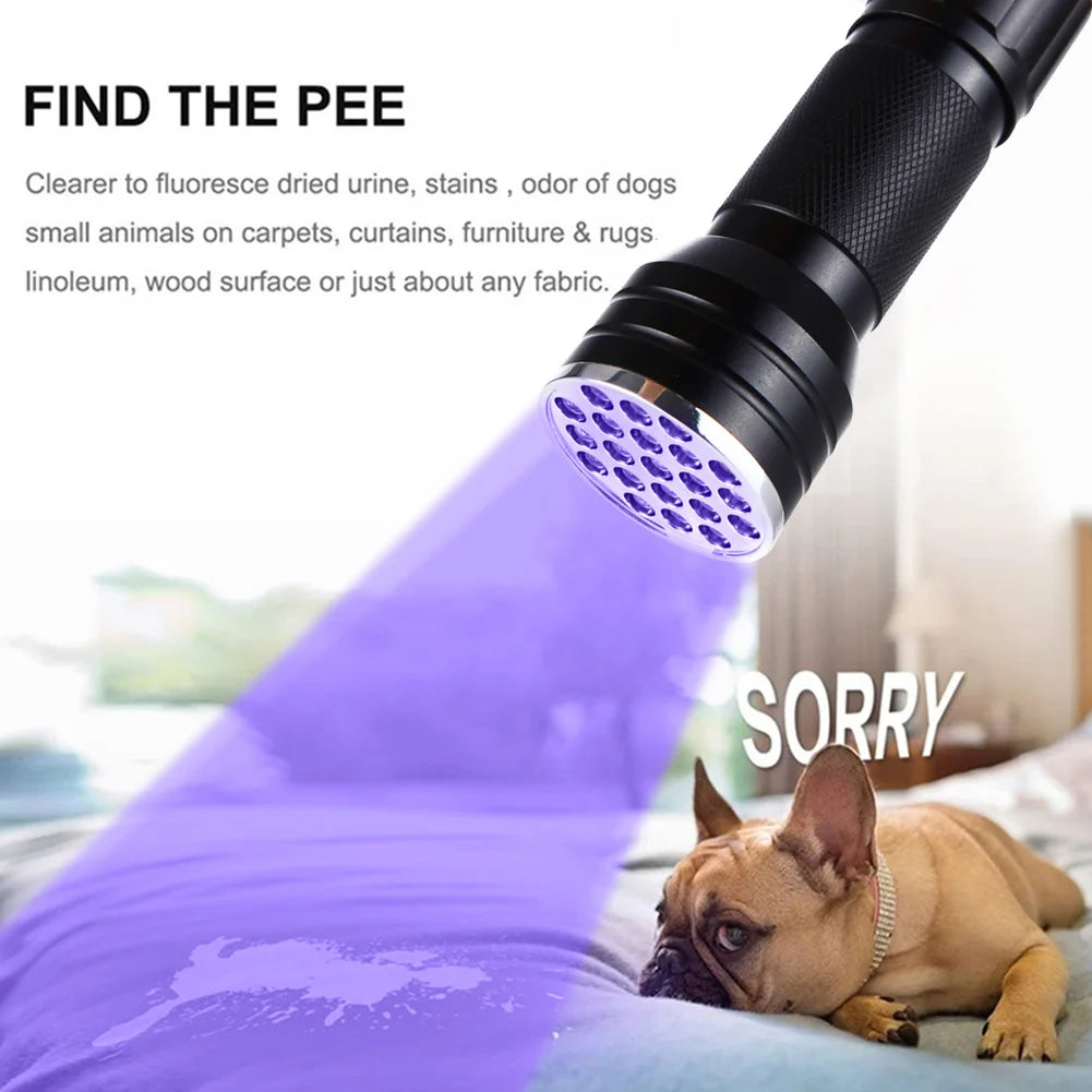 lampe de poche UV 21LED en alliage d'aluminium détecteur des scorpions et faux billet - المصباح بالأشعة فوق البنفسجية كاشف للعقارب والعملات المزورة - تنزوت