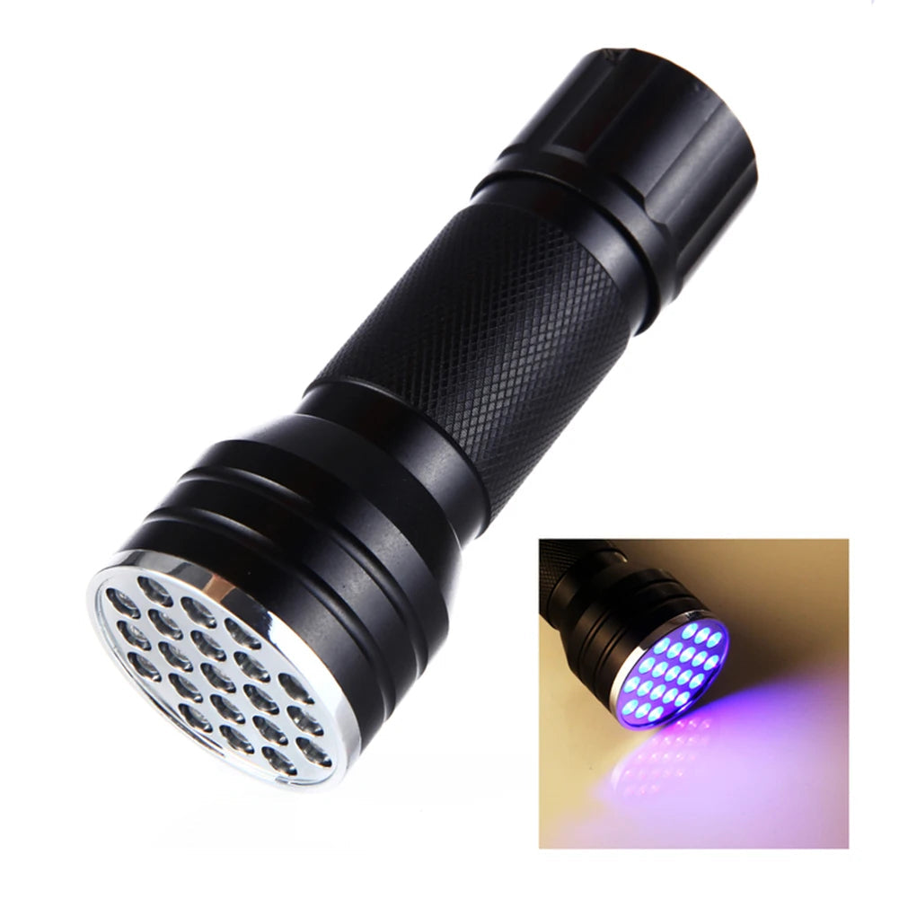 lampe de poche UV 21LED en alliage d'aluminium détecteur des scorpions et faux billet - المصباح بالأشعة فوق البنفسجية كاشف للعقارب والعملات المزورة - تنزوت