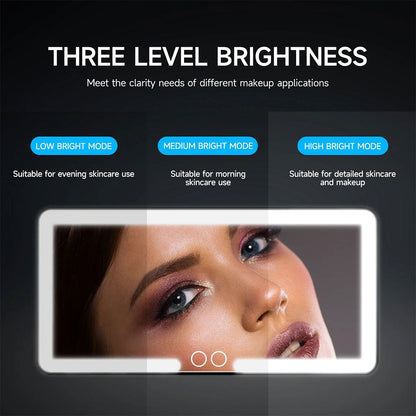 Miroir de courtoisie rechargeable double buttons avec 3 modes d’éclairage – مرآة مكياج مضيئة للسيارات تنزوت