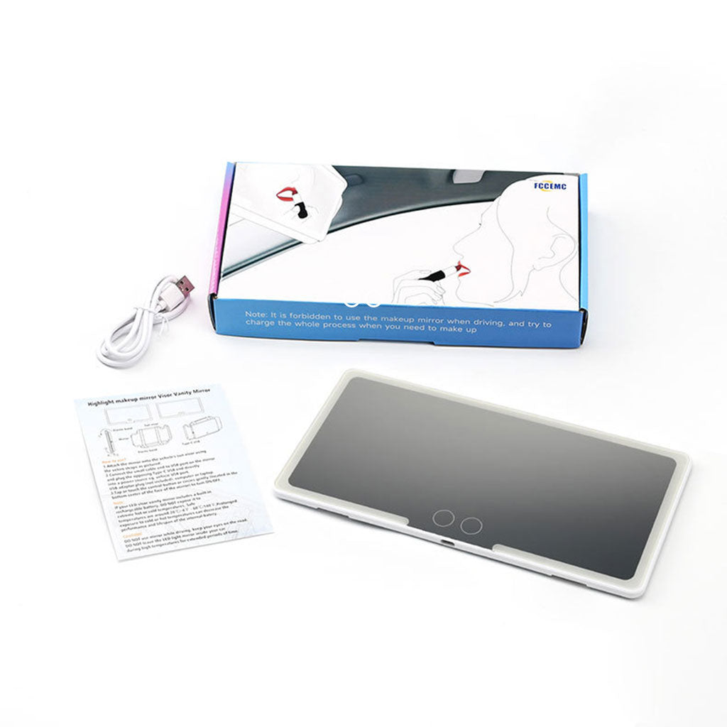 Miroir de courtoisie rechargeable double buttons avec 3 modes d’éclairage – مرآة مكياج مضيئة للسيارات تنزوت