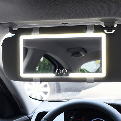 Miroir de courtoisie rechargeable double buttons avec 3 modes d’éclairage – مرآة مكياج مضيئة للسيارات تنزوت