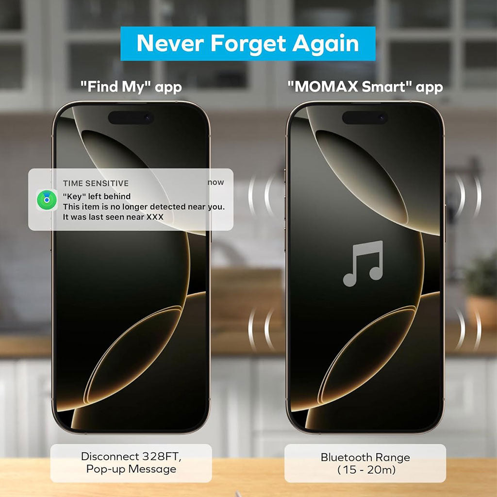 MOMAX Smart Tag Tracker Fonctionne avec l’application Apple Find My et Android – جهاز تعقب ذكي تنزوت