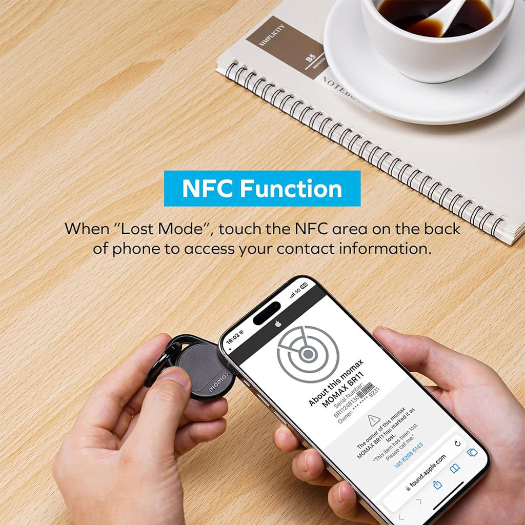MOMAX Smart Tag Tracker Fonctionne avec l’application Apple Find My et Android – جهاز تعقب ذكي تنزوت