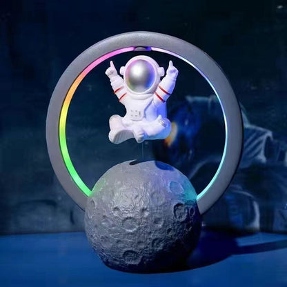 Haut-parleur Bluetooth et Lampe d’astronaute en lévitation magnétique avec lampe flottante en forme de lune rotative - تنزوت