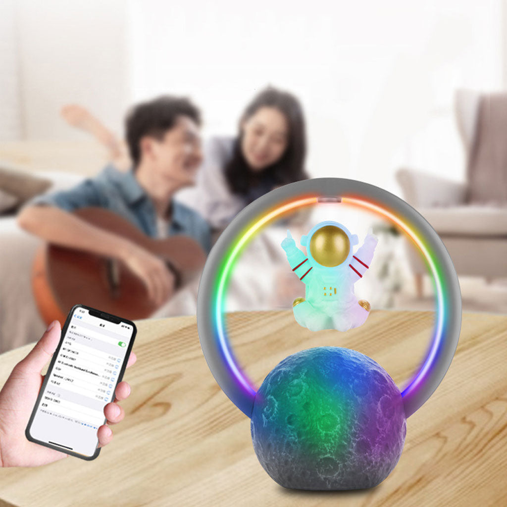 Haut-parleur Bluetooth et Lampe d’astronaute en lévitation magnétique avec lampe flottante en forme de lune rotative - تنزوت