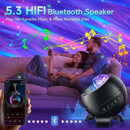 Projecteur d’aurores et Haut Parleur Bluetooth avec 15 modes d’éclairage – جهاز عرض نجوم ومكبر صوت تنزوت
