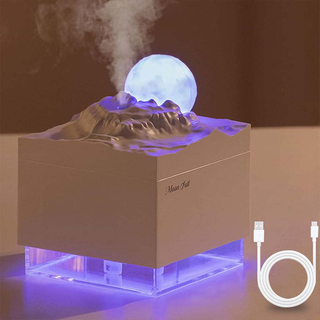 Humidificateur Cube 300 ml avec Veilleuse de Lune Colorée – معطر جو في الغرفة تنزوت
