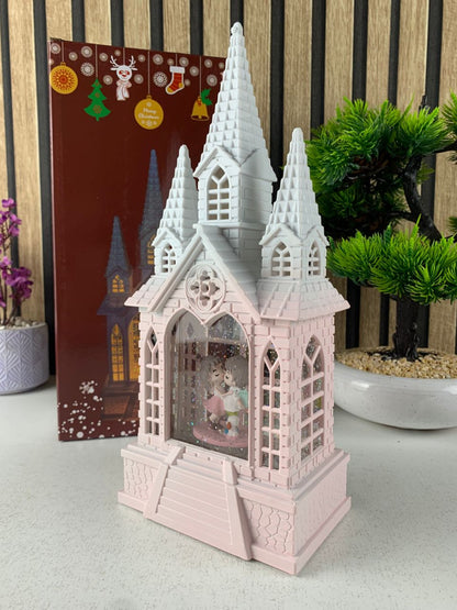 Château à neige lumineux avec paillettes tourbillonnantes – ديكور قلعة الثلج - تنزوت