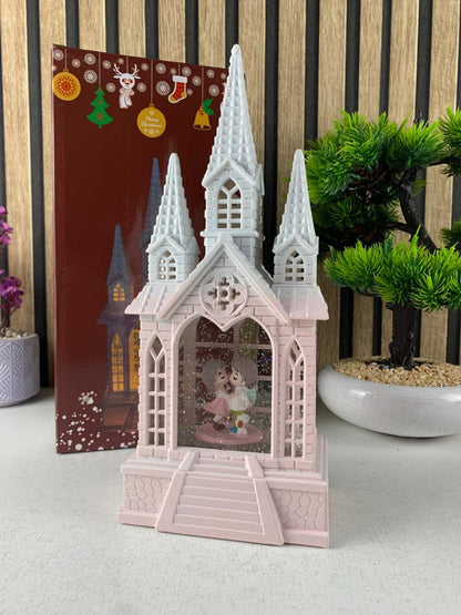 Château à neige lumineux avec paillettes tourbillonnantes – ديكور قلعة الثلج - تنزوت