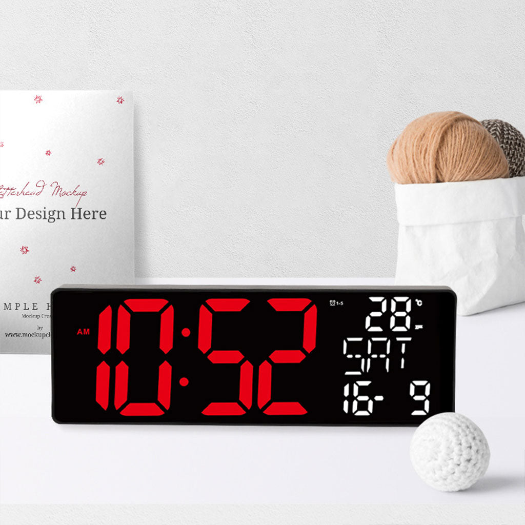 Horloge Numérique Murale LED à Éclairage Inférieur – ساعة رقمية للحائط و المكتب بإضاءة سفلية - تنزوت