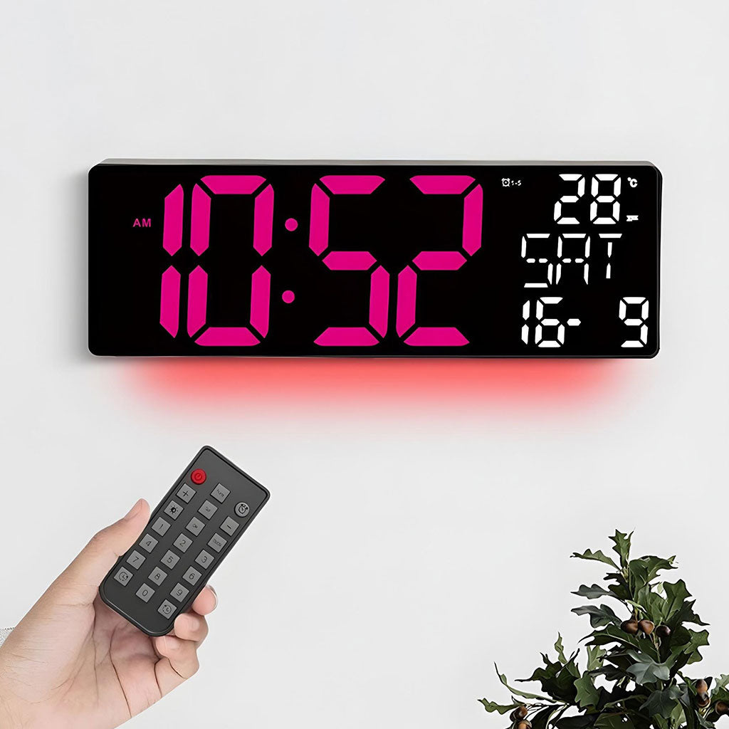 Horloge Numérique Murale LED à Éclairage Inférieur – ساعة رقمية للحائط و المكتب بإضاءة سفلية - تنزوت