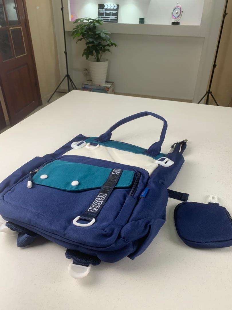 Ensemble de sacs d’école Kawai pour Enfants 2Pcs Avec Pochette Bleu – محفظة 2 قطع كاواي مع محفظة صغيرة أزرق تنزوت