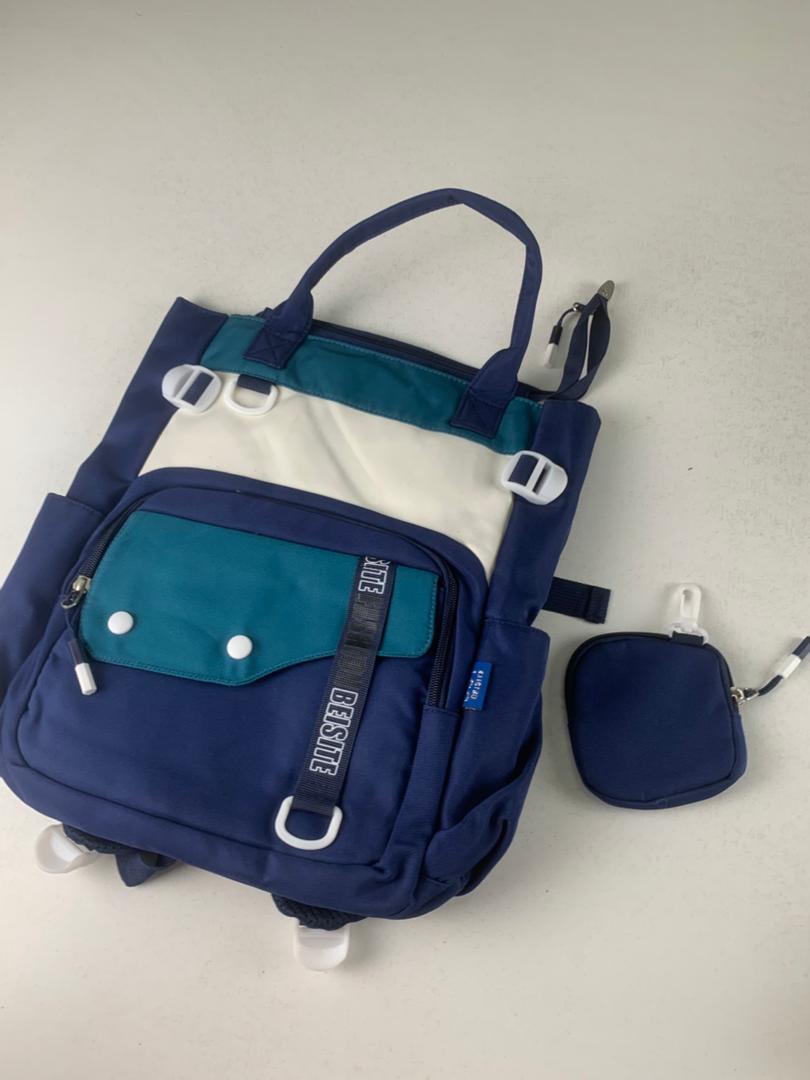 Ensemble de sacs d’école Kawai pour Enfants 2Pcs Avec Pochette Bleu – محفظة 2 قطع كاواي مع محفظة صغيرة أزرق تنزوت