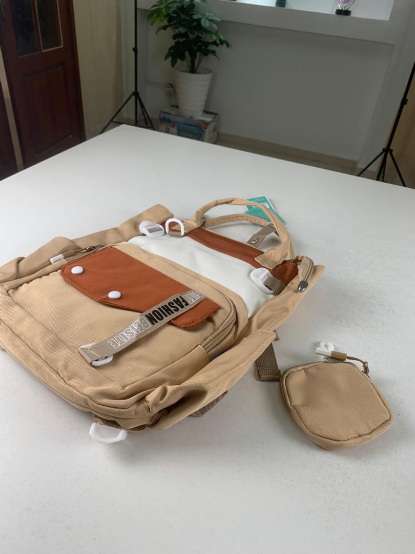 Ensemble de sacs d’école Kawai pour Enfants 2Pcs Avec Pochette Beige – محفظة 2 قطع كاواي مع محفظة صغيرة بيج تنزوت