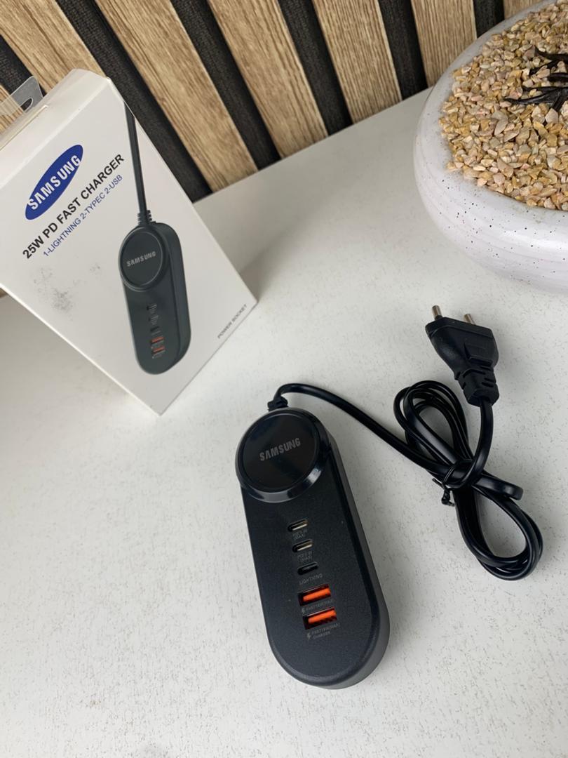 Power Socket Charge rapide Samsung, 25 W 5 Ports Type-C USB Lightning – مقبس شحن سريع سامسونغ تنزوت