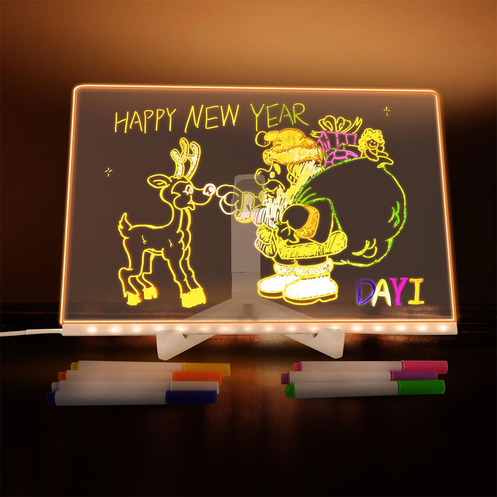 Tableau à Dessin LED coloré avec 7 stylos 40x30cm – لوحة مضيئة للرسم والتلوين تنزوت