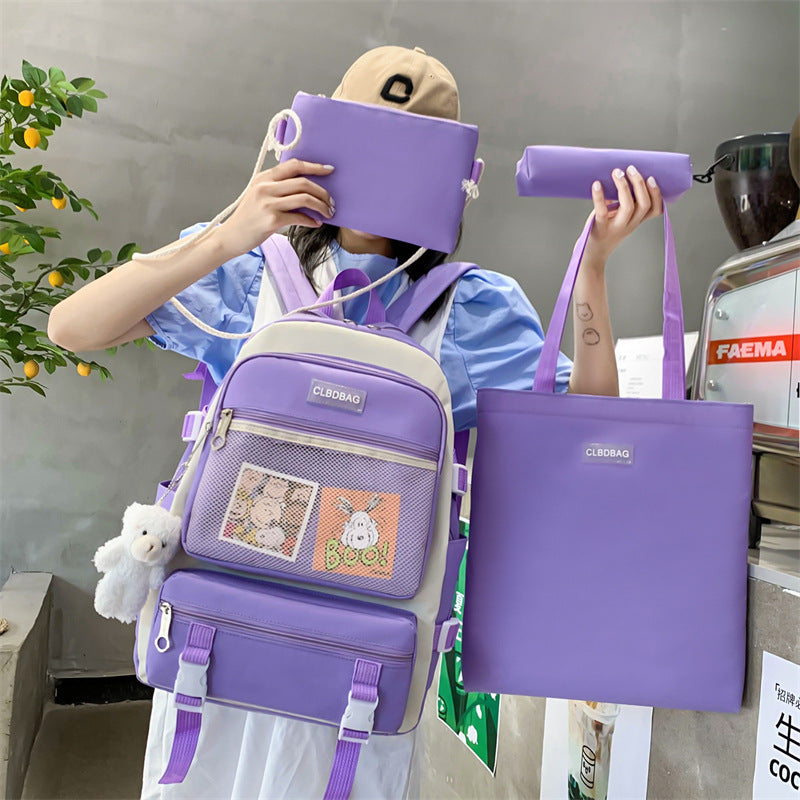 Ensemble de sacs d’école Kawai pour adolescents 4Pcs V3 CLBD Mauve – محفظة 4 قطع كاواي بنفسجي تنزوت