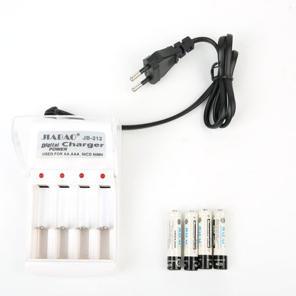 Chargeur des piles rechargable avec 4 piles Jiabao Jb-212 - شاحن البطاريات القابلة للشحن مع 4 بطاريات - تنزوت