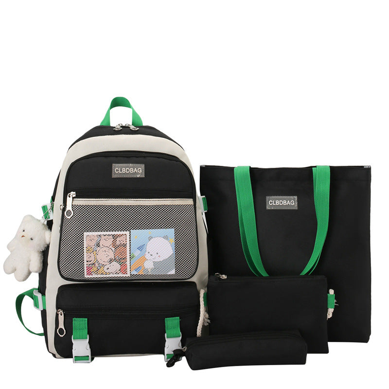 Ensemble de sacs d’école Kawai pour adolescents 4Pcs V3 CLBD Noir – محفظة 4 قطع كاواي أسود تنزوت