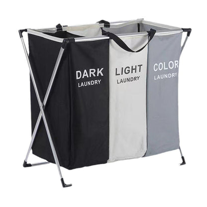 Panier à linge sale pliable avec 3 grilles pour séparer les vêtements V3 تنزوت
