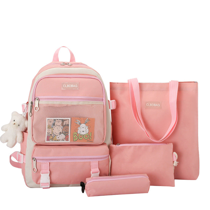 Ensemble de sacs d’école Kawai pour adolescents 4Pcs V3 CLBD Rose – محفظة 4 قطع كاواي وردي تنزوت