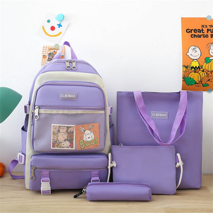 Ensemble de sacs d’école Kawai pour adolescents 4Pcs V3 CLBD Mauve – محفظة 4 قطع كاواي بنفسجي تنزوت