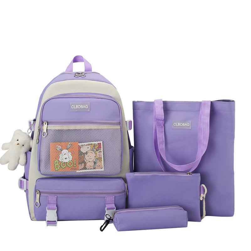 Ensemble de sacs d’école Kawai pour adolescents 4Pcs V3 CLBD Mauve – محفظة 4 قطع كاواي بنفسجي تنزوت