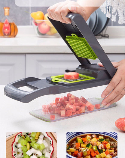 Hachoir à légumes multifonctionnel 14in1 , trancheur, mandoline, hachoir à oignons pour oignon, pomme de terre, tomate, concombre, carotte تنزوت