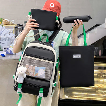 Ensemble de sacs d’école Kawai pour adolescents 4Pcs V3 CLBD Noir – محفظة 4 قطع كاواي أسود تنزوت
