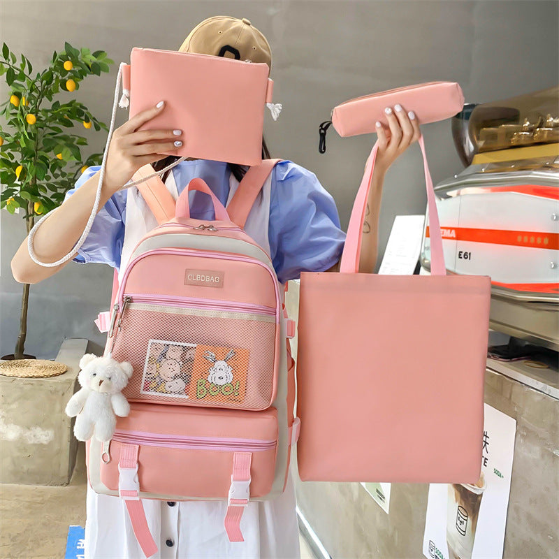 Ensemble de sacs d’école Kawai pour adolescents 4Pcs V3 CLBD Rose – محفظة 4 قطع كاواي وردي تنزوت