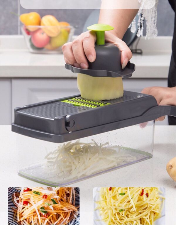 Hachoir à légumes multifonctionnel 14in1 , trancheur, mandoline, hachoir à oignons pour oignon, pomme de terre, tomate, concombre, carotte تنزوت