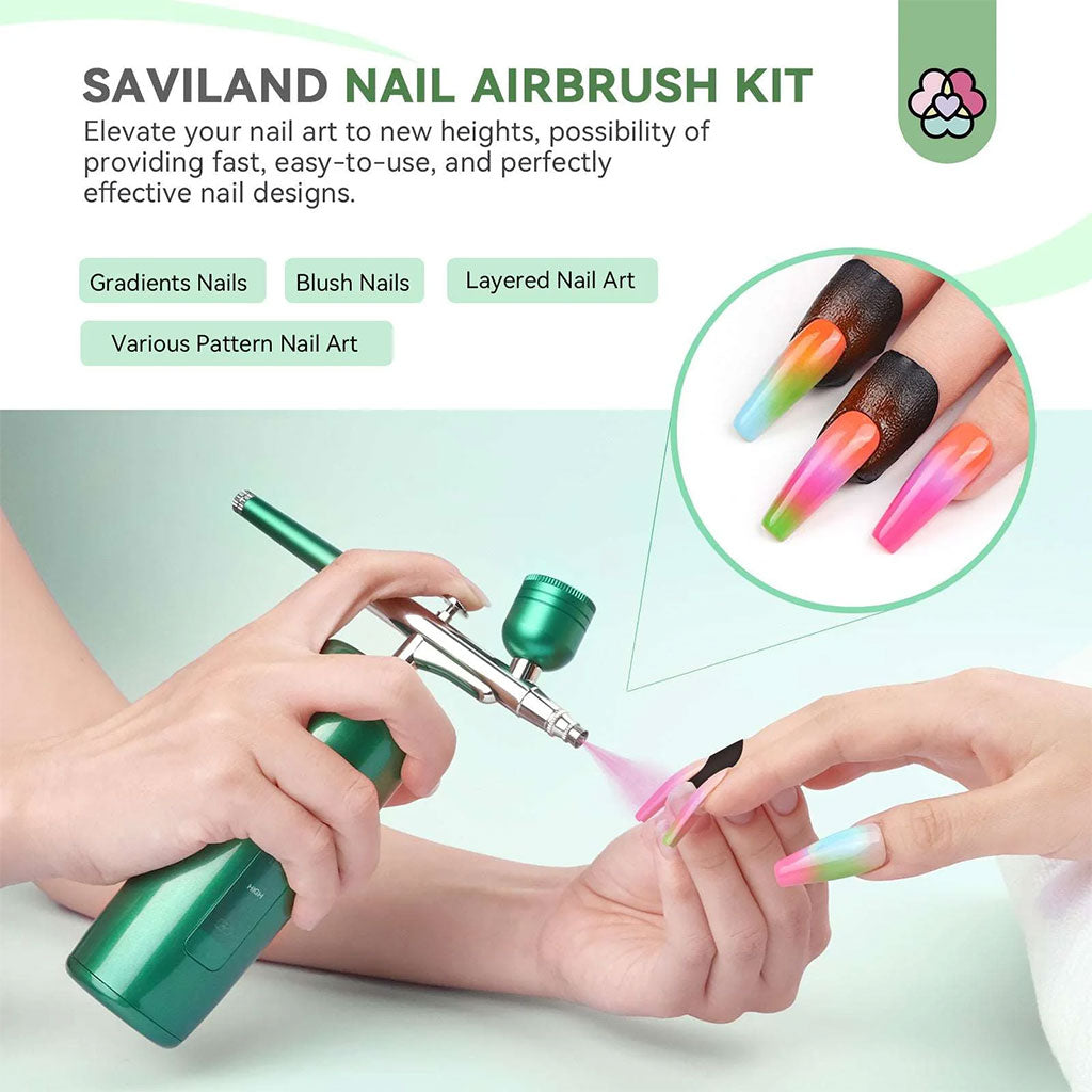 Kit aérographe avec compresseur intégré rechargeable pour nail arts et décoration – جهاز رسم وتزيين تنزوت